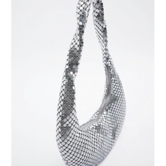 Zara Silver Metallic Mesh Shoulder Bag. NWT. - Picture 12 of 16